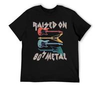 Raised on 80s Metal Tee - Vintage Heavy Metal Rock Fan T-Shirt for Men Women, 1980s Music Lover Gift Black-Style L