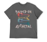 Raised on 80s Metal Tee - Vintage Heavy Metal Rock Fan T-Shirt for Men Women, 1980s Music Lover Gift Dark Gray-Style 6XL