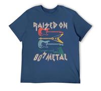 Raised on 80s Metal Tee - Vintage Heavy Metal Rock Fan T-Shirt for Men Women, 1980s Music Lover Gift Navy-Style 6XL