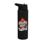 Raised On Aces and Attitude Playing Cards Stainless Steel Insulated Water Bottle
