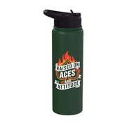 Raised On Aces and Attitude Playing Cards Stainless Steel Insulated Water Bottle