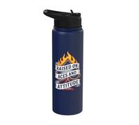Raised On Aces and Attitude Playing Cards Stainless Steel Insulated Water Bottle