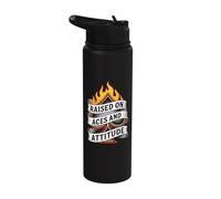 Raised On Aces and Attitude Playing Cards Stainless Steel Insulated Water Bottle