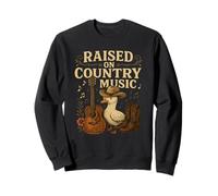 Raised on Country Music Funny Duck Cowboy Hat Western Design Sweatshirt