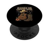 Raised on Country Music Western Cowboy Hat Floral Guitar PopSockets Adhesive PopGrip