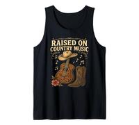 Raised on Country Music Western Cowboy Hat Floral Guitar Tank Top