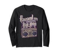 Raised on Old School Hip Hop and Boombox graphic distressed Long Sleeve T-Shirt