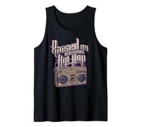 Raised on Old School Hip Hop and Boombox graphic distressed Tank Top
