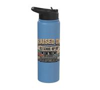 Raised ON Old School Hip HOP Tshirt Cassette Graffiti Rap Stainless Steel Insulated Water Bottle
