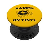 Raised On Vinyl Funny Music Lover Retro Record Player Humor PopSockets Adhesive PopGrip