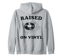 Raised On Vinyl Funny Music Lover Retro Record Player Humor Zip Hoodie