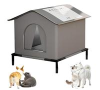 Raised Outdoor Cat Kennel, 7 cm, Waterproof, Moisture-Proof Cabin with Draining Inclined Roof, Insulated House for Stray Cats in the Garden, Ideal for Autumn and Winter