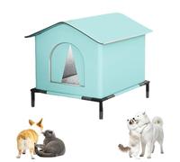 Raised Outdoor Cat Kennel, 7 cm, Waterproof, Moisture-Proof Cabin with Draining Inclined Roof, Insulated House for Stray Cats in the Garden, Ideal for Autumn and Winter