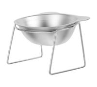 Raised PET Bowl Silver with Stand, Stainless Steel 14.2oz | Stable Spill-resistant Placement, Easy to Clean, for Kittens and Puppies, 15.00x11.50x10.50cm Size