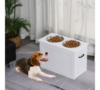PawHut Stainless Steel Raised Dog Feeding Bowls with Stand for Extra Small and S - White