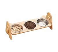 Raised Pet Feeding Station - 52x18x18cm angled dish holder with three bowls Ergonomic eating height, clean spill reducing feeding , durable multi-bowl feeding organizer | H