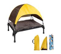 Raised Pet Lounger - colapsible Dog Cot, Travel Shade Canopy | Summer Outdoor Cooling Shade Ventilation, Multi Season Breathable Comfort Rest Station with Medium Breed Picnic Adventures