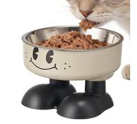 Raised Pet - Supports Better and Eases Neck - Deep Raised Slanted Design - 14cm Diameter + Stainless Steel Bowl - Rigid P Support