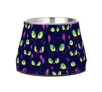 Raised Pets Food Bowls Enhanced Stainless Steel Cats Basic Bowls for Dogs Cats Rabbits Birds Whisker Friendly Neon Black with Rainbow Eyes