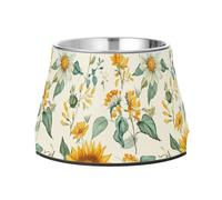 Raised Pets Food Bowls with Stand Stainless Steel Metal Pets Bowls for Medium Dogs Slow Down Eating Ukraine Sunflower Beauty Summer Flowers
