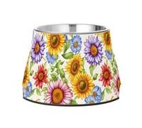 Raised Pets Food Bowls with Stand Stainless Steel Metal Pets Bowls for Medium Dogs Slow Down Eating Ukraine Sunflower Beauty Summer Flowers