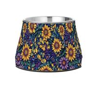 Raised Pets Food Bowls with Stand Stainless Steel Metal Pets Bowls for Medium Dogs Slow Down Eating Ukraine Sunflower Beauty Summer Flowers