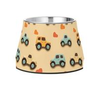 Raised Pets Food Bowls with Stand Stainless Steel Pets Basic Bowls for Dogs Cats Rabbits Birds Whisker Relief Rainbow Monsters Truck Car Terracotta