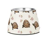 Raised Pets Water Bowl Enhanced Stainless Steel Pets Feeding Bowl for Slow Feed Dogs Comfort Feeding Sweet Eastern Box Turtle Reptile White