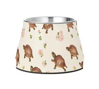 Raised Pets Water Bowl Enhanced Stainless Steel Pets Feeding Bowl for Slow Feed Dogs Comfort Feeding Sweet Eastern Box Turtle Reptile White