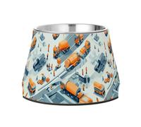 Raised Pets Water Bowl Non Skid Stainless Steel Pets Feeding Bowl for Loving Pet Slow Down Eating Construction Scene Highway Construction Bulldozer