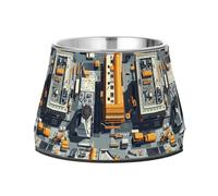 Raised Pets Water Bowl Non Skid Stainless Steel Pets Feeding Bowl for Loving Pet Slow Down Eating Construction Scene Build Tall Buildings Bulldozer