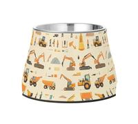 Raised Pets Water Bowl Non Skid Stainless Steel Pets Feeding Bowl for Loving Pet Slow Down Eating Construction Scene Dam Construction Bulldozer