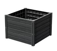 Raised Plant Bed Box Garden Vegetable Flowers Plants Grow Bedding Plastic Decorative Modular Modern Wood Effect UV Resistant Outdoor Planter (Anthracite, L61.8cmxW61.8cmxH46cm)