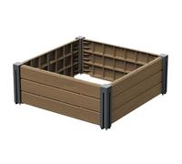 Raised Plant Bed Box Garden Vegetable Flowers Plants Grow Bedding Plastic Decorative Modular Modern Wood Effect UV Resistant Outdoor Planter (Brown, L61.8cmxW61.8cmxH23cm)