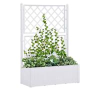 Raised Planter Bed White PP 100x43x142cm Rattan Trellis Self-Watering 35L Garden