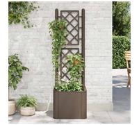 Raised Planter Box PP 43x43x142cm Mocha Rattan Self-Watering Trellis 35L UVproof