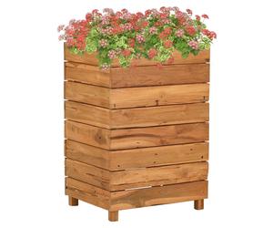 Raised Planter Natural Recycled Teak & Steel 50x40x72cm Outdoor with Steel Rack