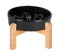 Raised Puzzle Piece Bowl, Animal Food Bowls, Raised Dog Bowl, Anti-Spill Cats, Food Holder with Wooden Stand, Anti-Replacement, Pet Slow Feeding Bowl for Cats, Dogs, Small Pets