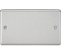 Raised Rounded Edge Wall Switch Socket Electrical Dummy Brushed Chrome Double Blanking Blank Face Plate Screw (Double, Brushed Chrome)