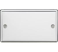 Raised Rounded Edge Wall Switch Socket Electrical Polished Chrome Double Dummy Blanking Blank Face Plate Screw (Double, Polished Chrome)