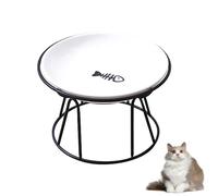 Raised Shallow Ceramic Cat Bowl, Metal Stand, Whisker Friendly, Anti Vomit, Dishwasher Safe, Pet Feeder Bowls Dry Wet Food Plate for Indoor, for Pet (Fish Bones)