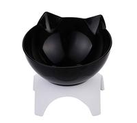 Raised Single Cat Bowls Pet Food Water Feeder with Stand For Cat Dogs Black
