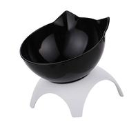 Raised Single Cat Bowls Pet Food Water Feeder with Stand For Cat Dogs Black