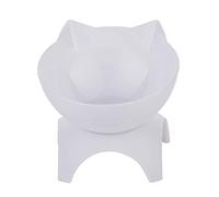 Raised Single Cat Bowls Pet Food Water Feeder with Stand For Cat Dogs White
