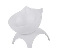 Raised Single Cat Bowls Pet Food Water Feeder with Stand For Cat Dogs White
