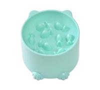 Raised Slow Feeder Cat Bowl Plastic Elevated Cat Slow Feeder Bowl Raised Slow Cat Feeder For Dry And Wet Food KYm332 (Green, 12.5x8.5cm)