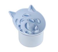 Raised Slow Feeder Cat Bowl - Silicone Elevated Cat Bowl, Height Adjustable Cat Slow Feeder,Multi-Angle Tilt Design Cat Slow Feeder Bowl, Neck Protective Bowl for Pets Cats Puppy Small Dogs (Blue）
