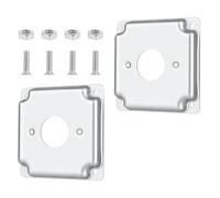 Raised Square Box Cover Plate Steel 2 Pack with Center Round Opening and Mounting Hardware for Exposed Electrical Box Replacement Use Electrical Cover Plate Raised Square Steel Center Opening Outlet
