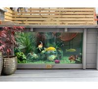 Raised Square Pond With Large Windows Lotus Clear View Garden Aquarium In Grey 650 Litre