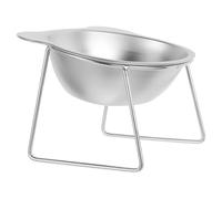 Raised Stainless Steel Dog Bowl with Stand, 14.2oz Silver | Anti-slip Base, Stable Placement, Spill-resistant Design, Suitable for Dogs and Puppies, 15.00x11.50x10.50cm